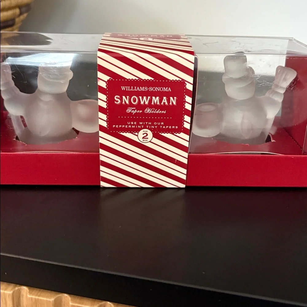 WILLIAMS SONOMA SNOWMEN TAPER HOLDERS